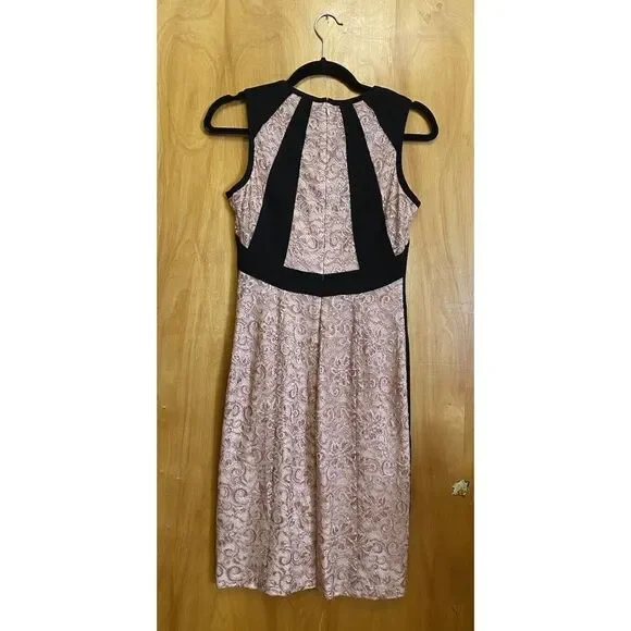 Ivanka Trump Dress Womens 2 Pink Black Sleeveless Metallic - Picture 5 of 9